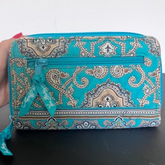 Vera Bradley Blue turquoise Paisley Crossbody Bag + Matching Wallet Set - Picture 6 of 6